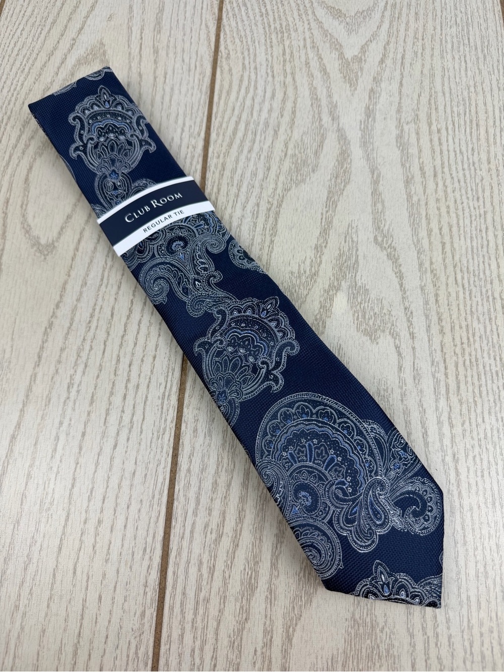 933 Club Room Men's Tie Lacruz Paisley 410 Navy Blue $55 Polyester